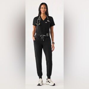 FIGS Zamora Scrub Pants Women’s Technical Collection Size XXS Black w/ Grey Tie